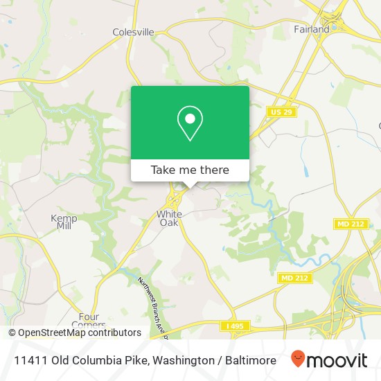 Mapa de 11411 Old Columbia Pike, Silver Spring, MD 20904