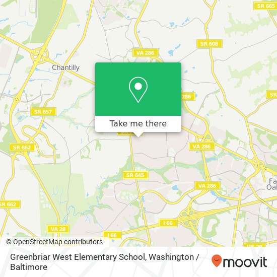 Mapa de Greenbriar West Elementary School, 13300 Poplar Tree Rd