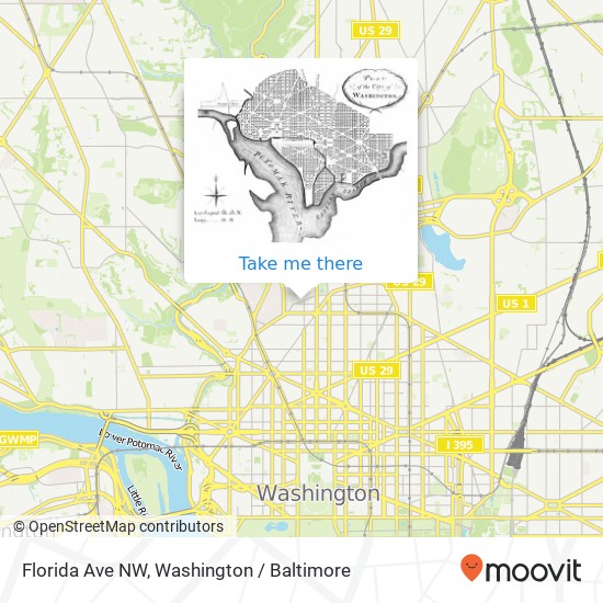 Mapa de Florida Ave NW, Washington, DC 20009