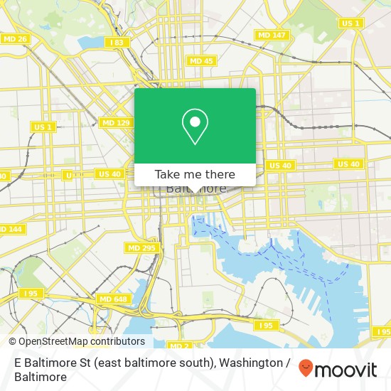 Mapa de E Baltimore St (east baltimore south), Baltimore, MD 21202