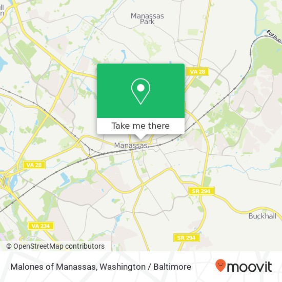 Mapa de Malones of Manassas, 9329 Main St