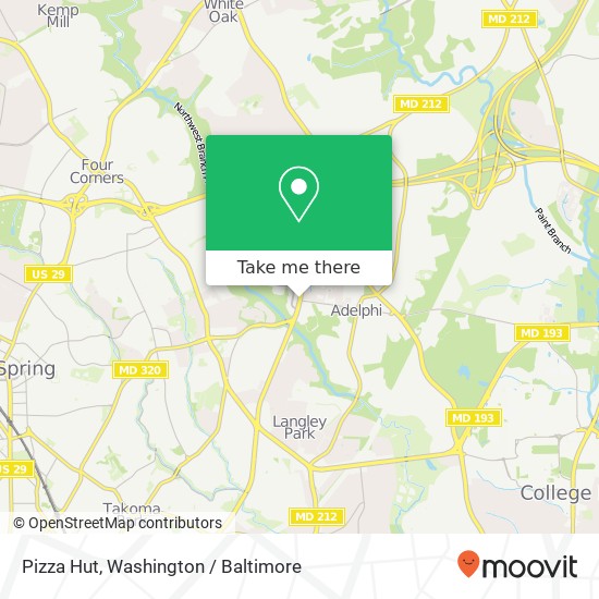 Mapa de Pizza Hut, 9200 New Hampshire Ave