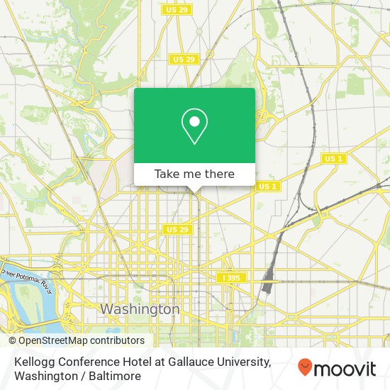 Mapa de Kellogg Conference Hotel at Gallauce University, 800 Florida Ave NW