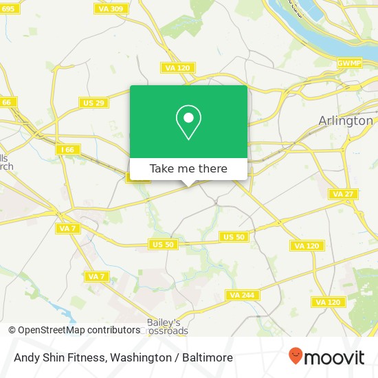 Mapa de Andy Shin Fitness, 5130 Wilson Blvd