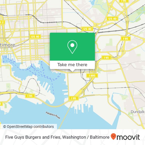 Mapa de Five Guys Burgers and Fries, 3600 Boston St