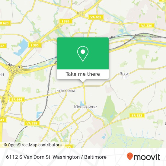Mapa de 6112 S Van Dorn St, Alexandria, VA 22310