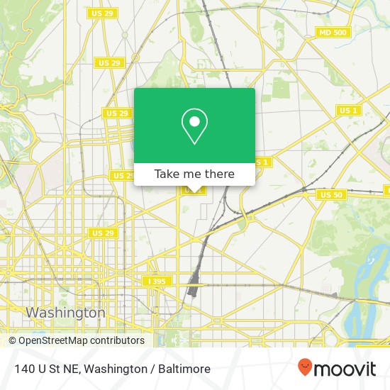 Mapa de 140 U St NE, Washington, DC 20002