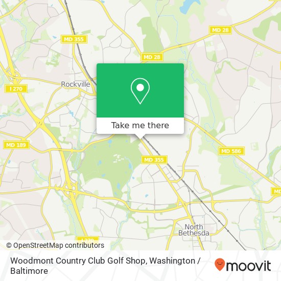 Mapa de Woodmont Country Club Golf Shop, 1201 Rockville Pike