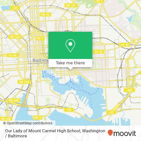 Our Lady of Mount Carmel High School, 1706 Eastern Ave map