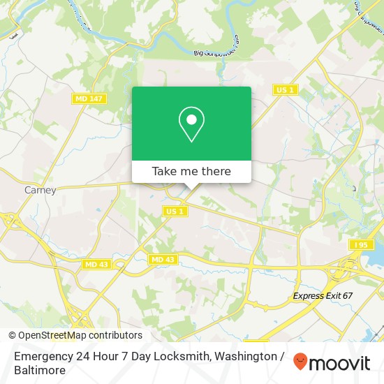 Mapa de Emergency 24 Hour 7 Day Locksmith, 8806 Belair Rd