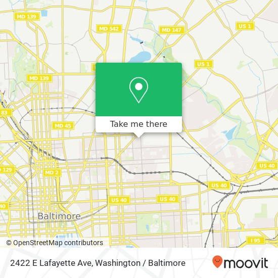 Mapa de 2422 E Lafayette Ave, Baltimore, MD 21213