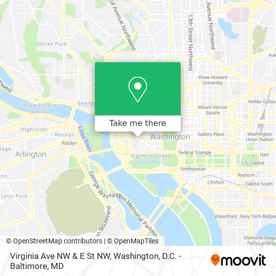 Virginia Ave NW & E St NW map