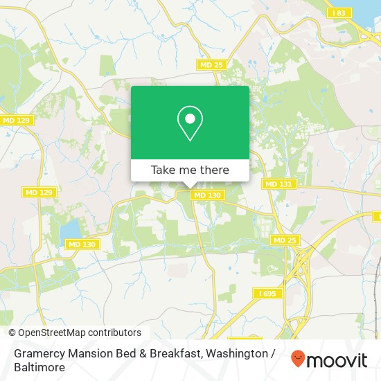 Gramercy Mansion Bed & Breakfast, 1400 Greenspring Valley Rd map