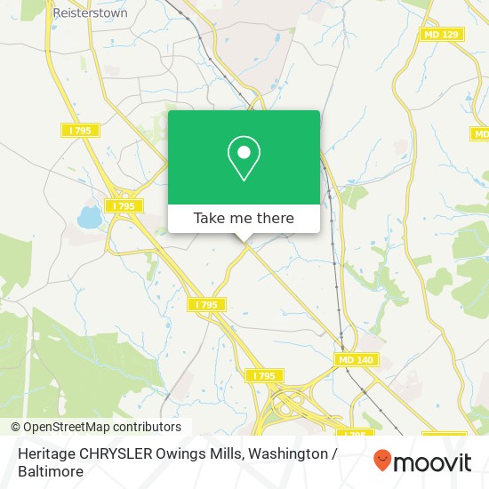 Mapa de Heritage CHRYSLER Owings Mills, 11212 Reisterstown Rd