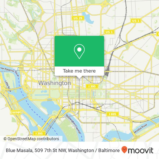 Mapa de Blue Masala, 509 7th St NW