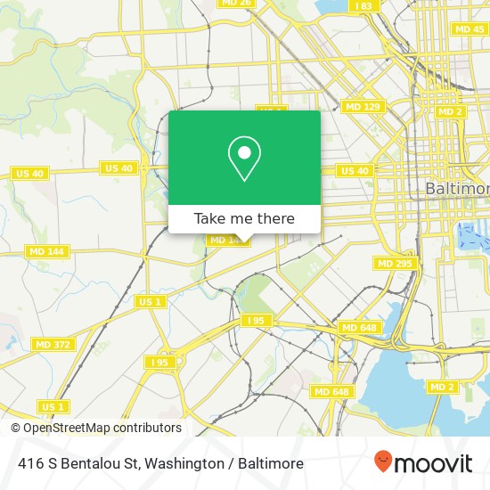 Mapa de 416 S Bentalou St, Baltimore, MD 21223