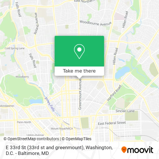 E 33rd St (33rd st and greenmount) map