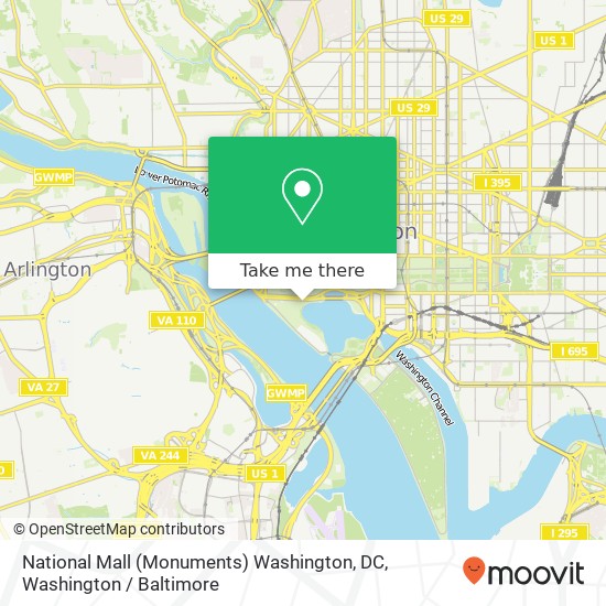 National Mall (Monuments) Washington, DC map