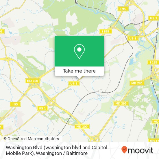 Mapa de Washington Blvd (washington blvd and Capitol Mobile Park), Elkridge, MD 21075