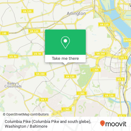 Mapa de Columbia Pike (Columbia Pike and south glebe), Arlington, VA 22204