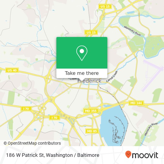 Mapa de 186 W Patrick St, Frederick, MD 21701