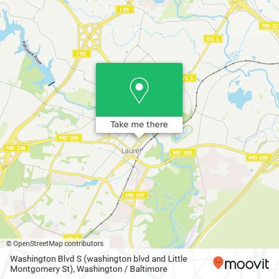 Mapa de Washington Blvd S (washington blvd and Little Montgomery St), Laurel, MD 20707