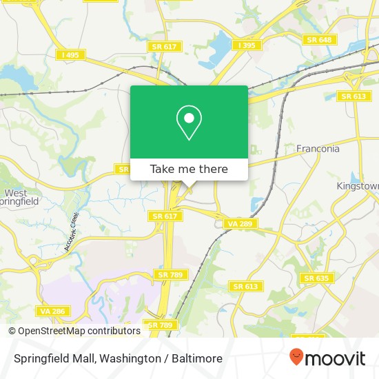 Springfield Mall, Springfield, <B>VA< / B> 22150 map