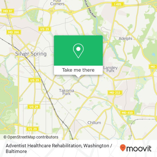 Adventist Healthcare Rehabilitation, 7600 Carroll Ave map