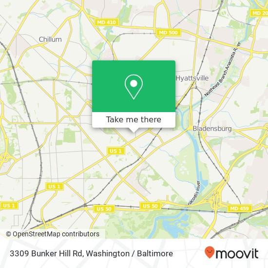 Mapa de 3309 Bunker Hill Rd, Mt Rainier, MD 20712