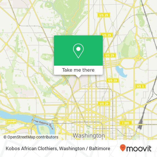 Mapa de Kobos African Clothiers, 2444 18th St NW