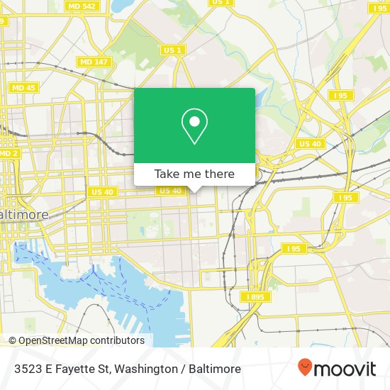 Mapa de 3523 E Fayette St, Baltimore, MD 21224