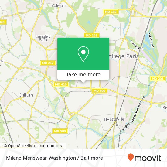 Mapa de Milano Menswear, Hyattsville, MD 20782