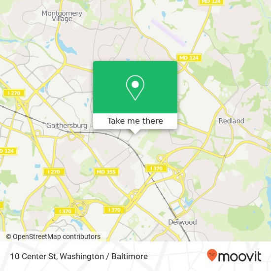 Mapa de 10 Center St, Washington Grove, MD 20880