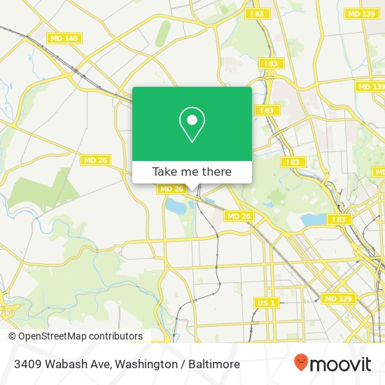Mapa de 3409 Wabash Ave, Baltimore, MD 21215