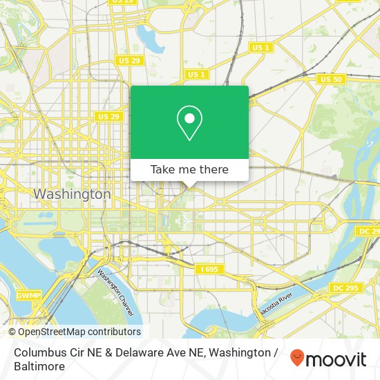 Columbus Cir NE & Delaware Ave NE map