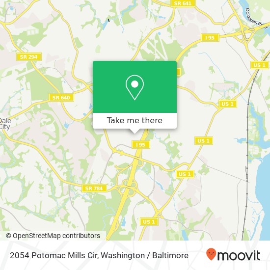 Mapa de 2054 Potomac Mills Cir, Woodbridge, VA 22192
