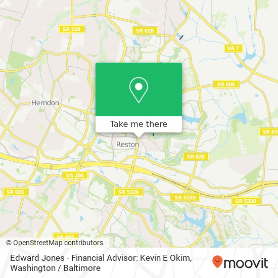 Mapa de Edward Jones - Financial Advisor: Kevin E Okim, 1801 Reston Pkwy