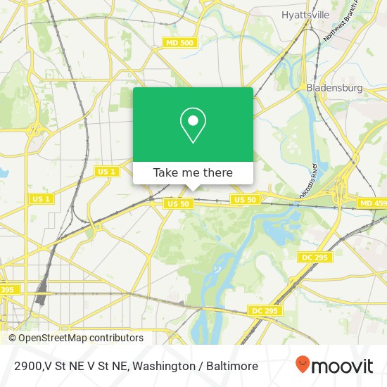 Mapa de 2900,V St NE V St NE, Washington, DC 20018