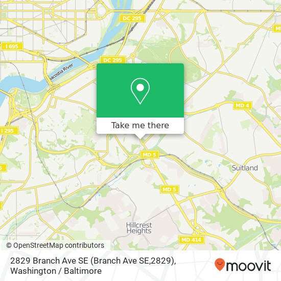 Mapa de 2829 Branch Ave SE (Branch Ave SE,2829), Washington, DC 20020