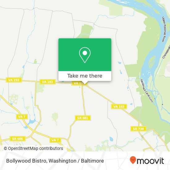 Mapa de Bollywood Bistro, 9853 Georgetown Pike