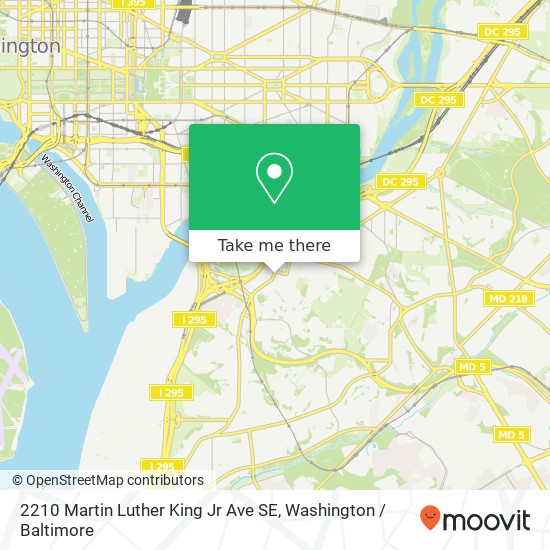 Mapa de 2210 Martin Luther King Jr Ave SE, Washington, DC 20020