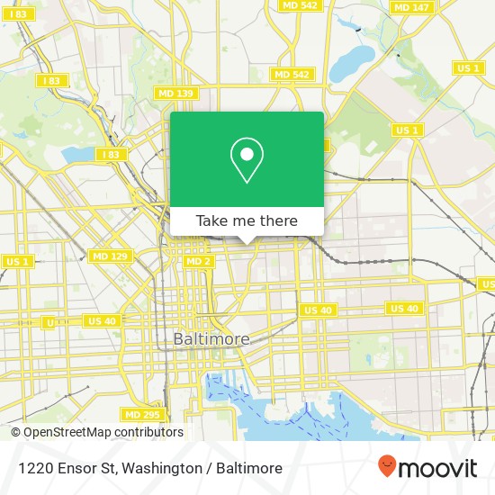 Mapa de 1220 Ensor St, Baltimore (EAST CASE), MD 21202