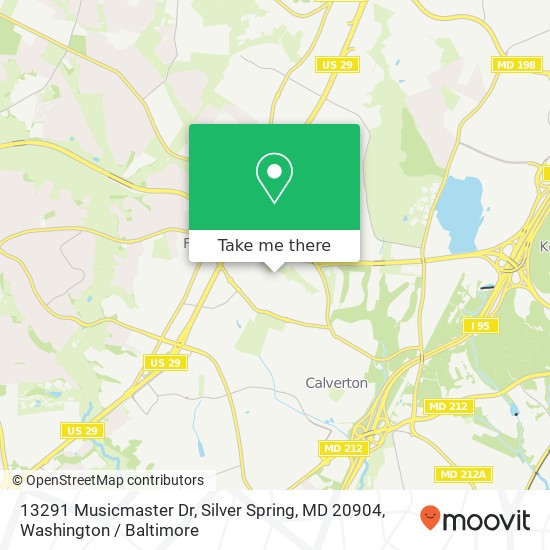 Mapa de 13291 Musicmaster Dr, Silver Spring, MD 20904