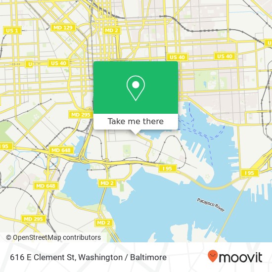 Mapa de 616 E Clement St, Baltimore, MD 21230