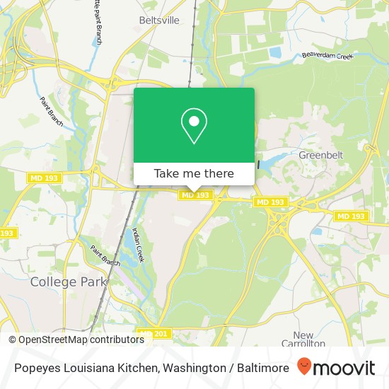 Mapa de Popeyes Louisiana Kitchen, 6224 Greenbelt Rd