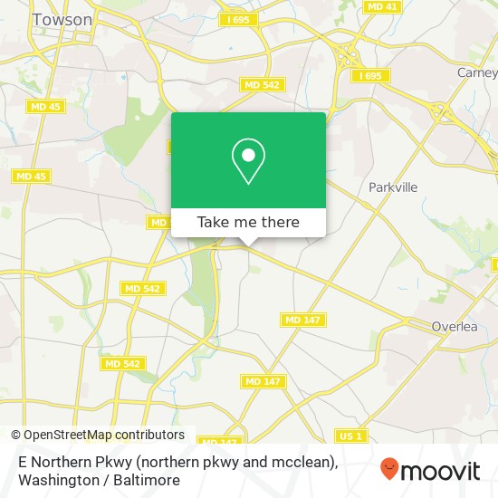Mapa de E Northern Pkwy (northern pkwy and mcclean), Parkville, MD 21234