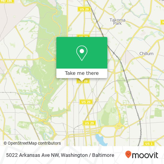 Mapa de 5022 Arkansas Ave NW, Washington, DC 20011
