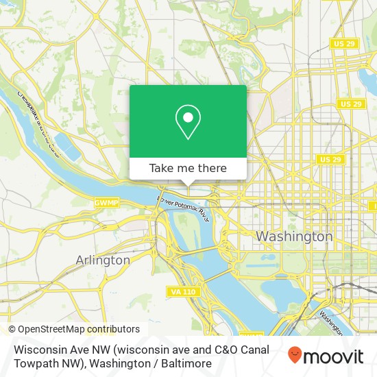 Wisconsin Ave NW (wisconsin ave and C&O Canal Towpath NW), Washington, DC 20007 map