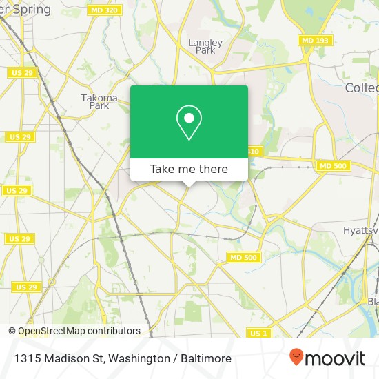 Mapa de 1315 Madison St, Hyattsville, MD 20782