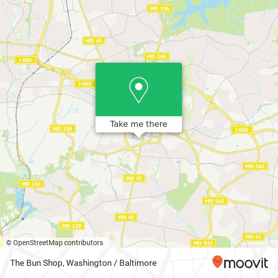 Mapa de The Bun Shop, 40 W Chesapeake Ave